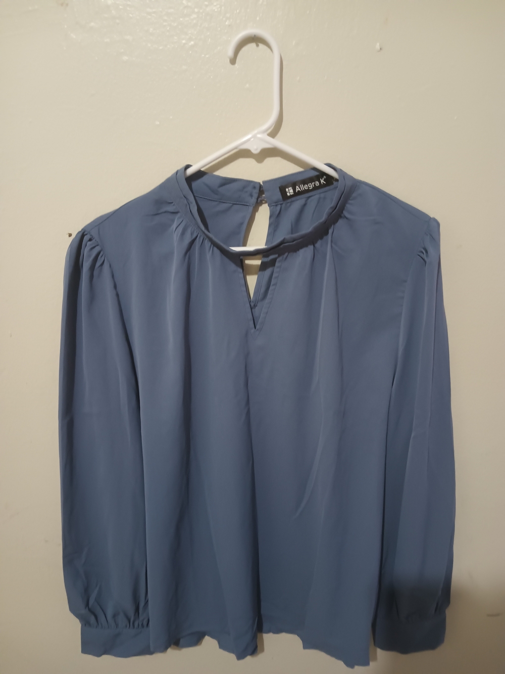 Allegra K Dusty Blue Long Sleeve Blouse
